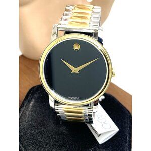 Movado Men's Watch 2100016 Museum Black Dial Swiss Quartz Two Tone Steel 39mm